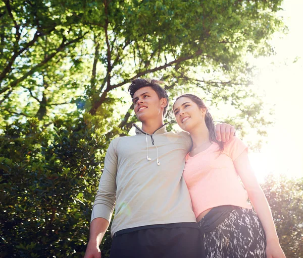 Love Taking Long Walks Together Sporty Young Couple Walking Together — Stock Photo, Image