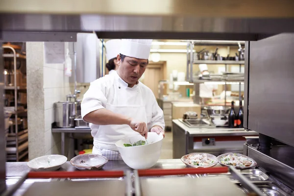Preparar Para Serviço Chefs Preparando Serviço Refeição Uma Cozinha Profissional — Fotografia de Stock