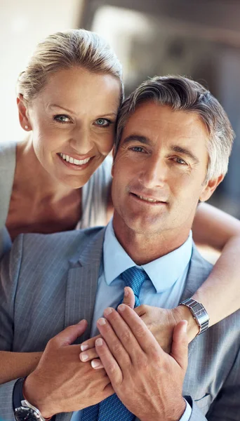 Made Together Cropped Portrait Smiling Mature Business Couple Holding Each — Stock Photo, Image