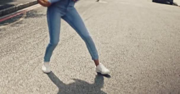Hudba Street Black Woman Dance Energy Wellness Freedom While Streaming — Stock video