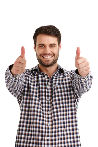 Youre Great Studio Portrait Handsome Young Man Standing His Thumbs — Stock Photo, Image