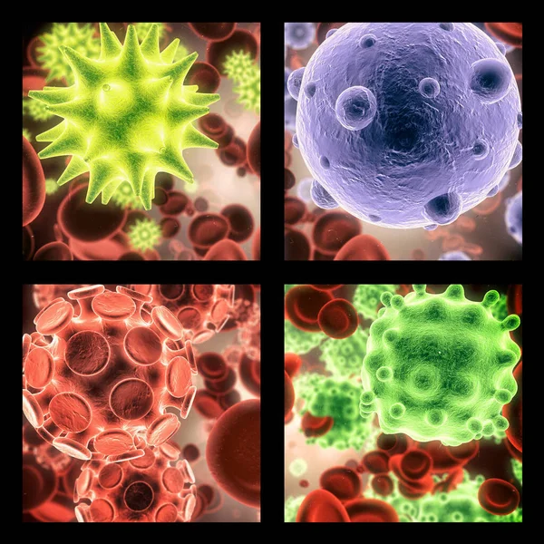 Harbingers Disease Combined Image Various Micro Organisms Seen Microscope Color — Stock Photo, Image