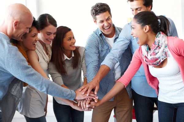 Hands Stack Business People Team Building Together Collaboration Meeting Goals — Stock Photo, Image