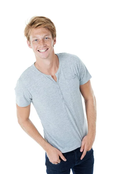 Feeling Confident Looking Casual Studio Portrait Handsome Young Man Ginger — Stock Photo, Image