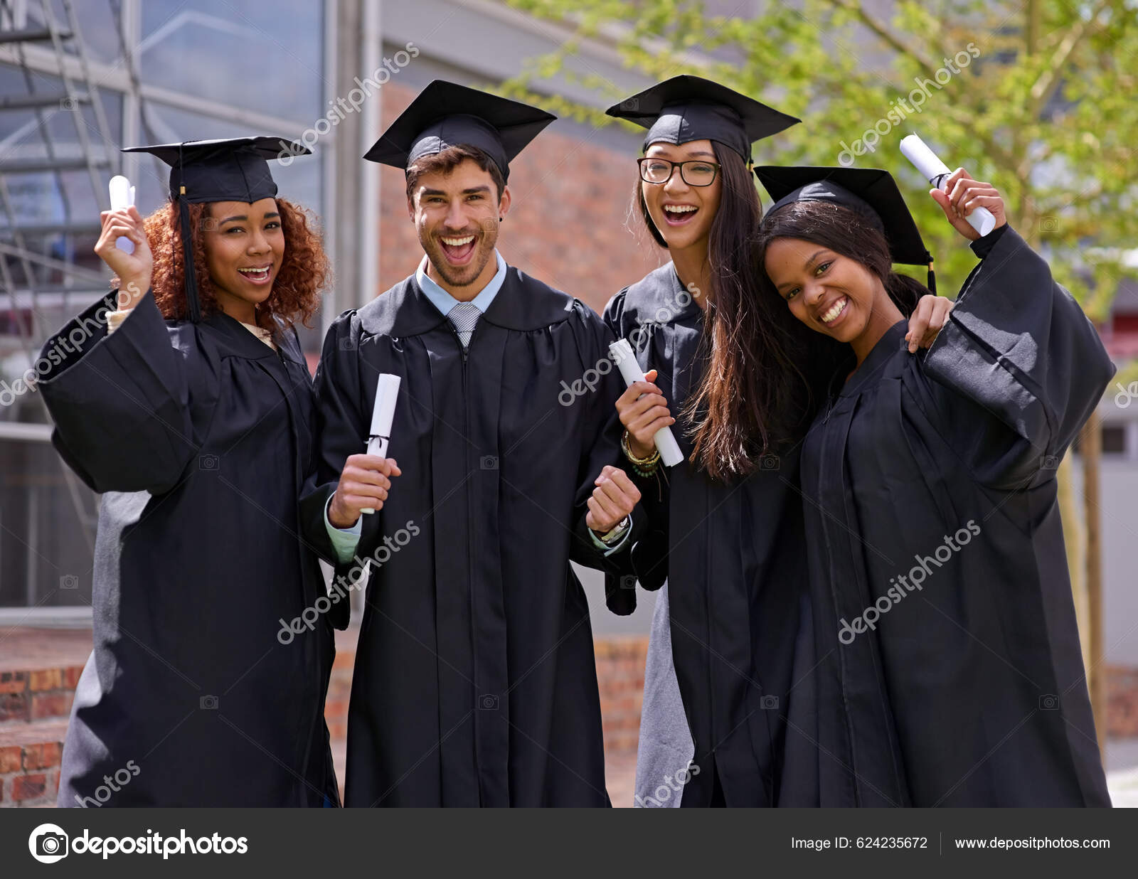 Graduation Celebration University Students Celebrating Graduation