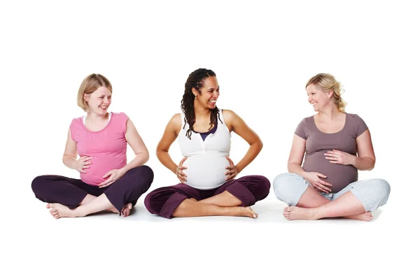 Het Zullen Allemaal Eerste Keer Moeders Zijn Zwangere Vrienden Zitten — Stockfoto