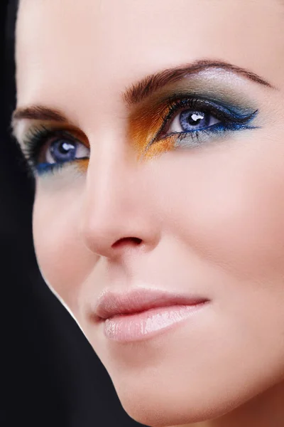 Lost Thought Close Beautiful Woman Multi Coloured Eyeshadow Deep Thought — Stock Photo, Image