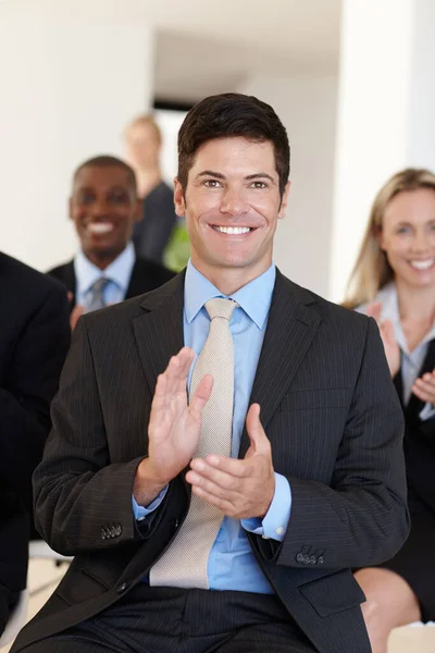 Got Lot Out Presentation Group Businesspeople Applauding Business Presentation — Stock Photo, Image