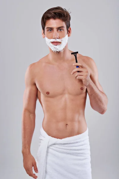 Number One Product Looking Good Studio Shot Handsome Bare Chested — Stock Photo, Image