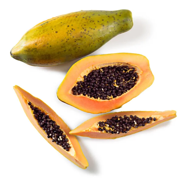 Papaya Time Studio Shot Cut Papaya Fruit White Background — Stock Photo, Image