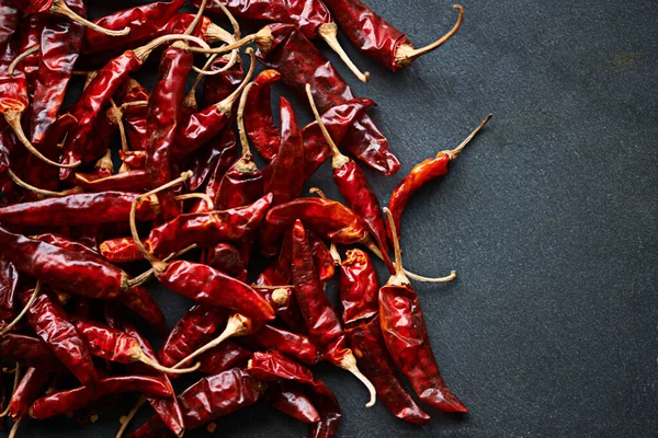 Fiery Flavor High Angle Shot Dried Red Chillies Kitchen Counter — Stock Photo, Image