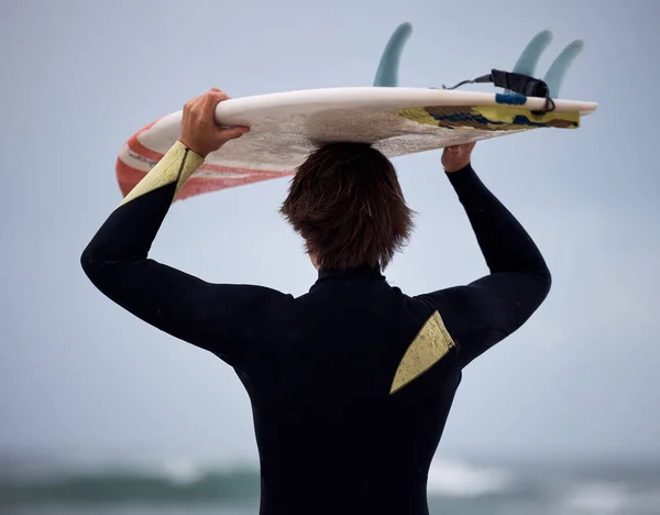 Surfeur Planche Surf Surf Océan Sur Les Vagues Pour Exercice — Photo