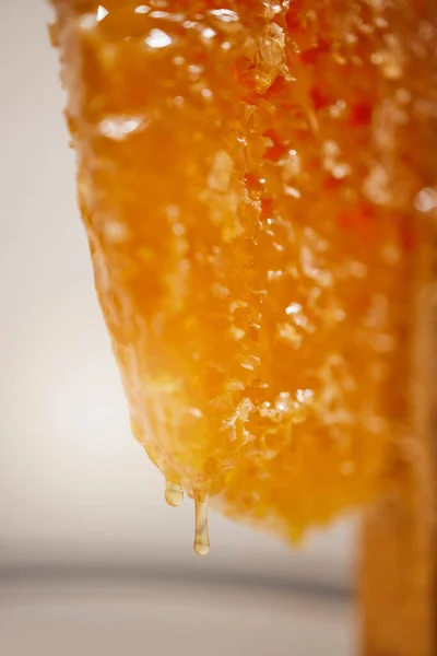 Χτένα Μελιού Μέλι Και Φυσικό Προϊόν Υφή Zoom Και Φύσης — Φωτογραφία Αρχείου