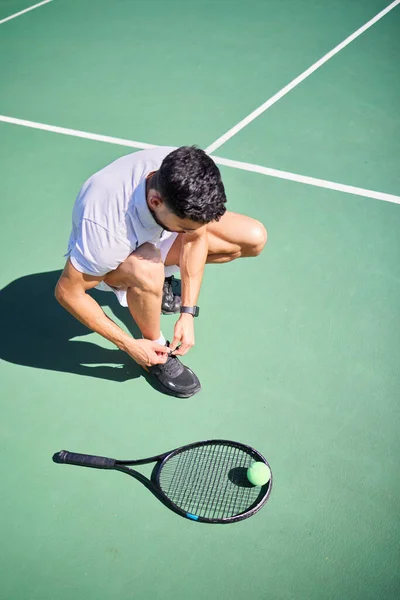 Теніс Краватка Людина Взуттям Корті Спортивної Підготовки Фітнес Вправи Або — стокове фото