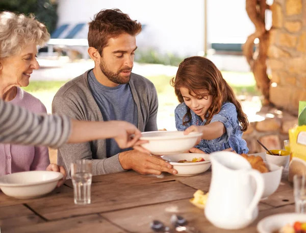 Sharing Meal Loved Ones Family Having Breakfast Together — Stock Photo, Image