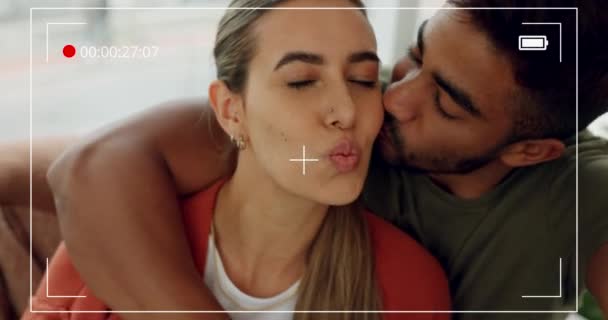 Selfie Vidéo Amour Couple Heureux Amuser Ensemble Enregistrer Sur Écran — Video