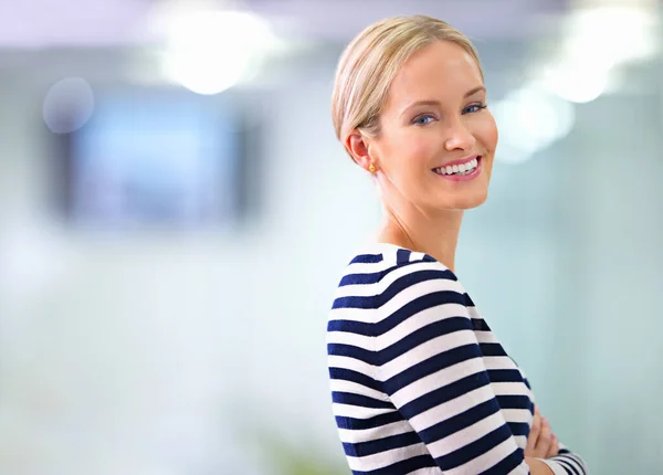 Working Day Smile Portrait Smiling Young Woman Office — Stock Photo, Image