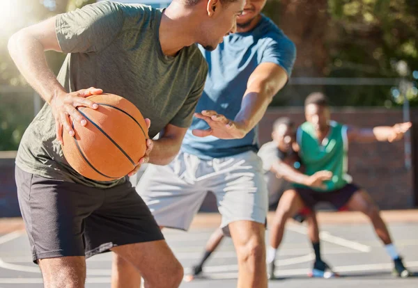 Kosárlabda Csapat Képzési Blokk Pályán Verseny Játék Terv Szabadtéri Egészség — Stock Fotó