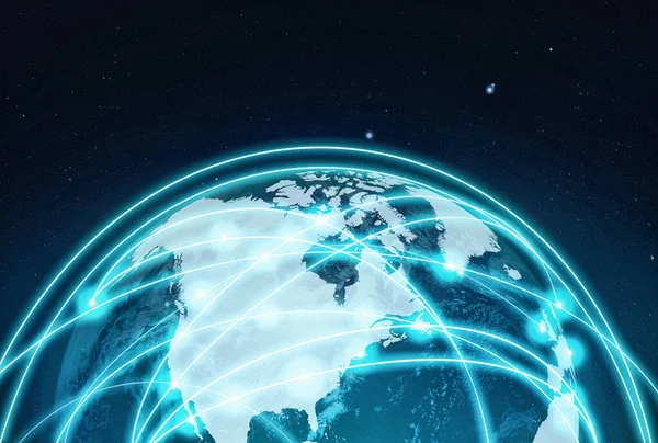 Świat Połączony Witaj Przyszłości Przycięty Widok Globu Krajami Połączonymi Sieciami — Zdjęcie stockowe