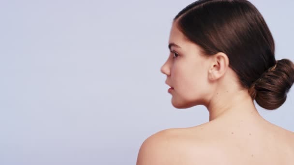 Skincare Woman Face Beauty Wellness Model Mockup Cosmetics Advertising Здоровье — стоковое видео