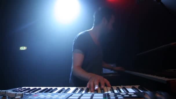 Performance Concert Musician Playing Keyboard Stage Live Music Entertainment Party — Stock Video