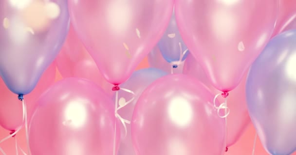 Confetti Globos Fiesta Celebración Fondo Del Estudio Para Cumpleaños Evento — Vídeo de stock