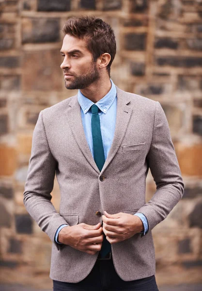 Class Act Handsome Stylish Young Businessman Urban Setting — Stock Photo, Image