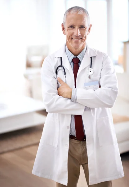 Your Health Number One Priority Portrait Mature Doctor Standing His — Stock Photo, Image