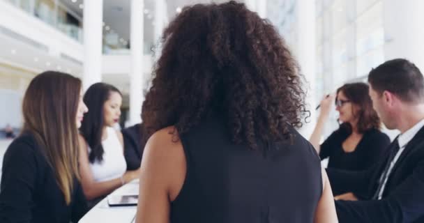 Wanita Bisnis Pertemuan Tim Dan Potret Pemimpin Untuk Perencanaan Perusahaan — Stok Video