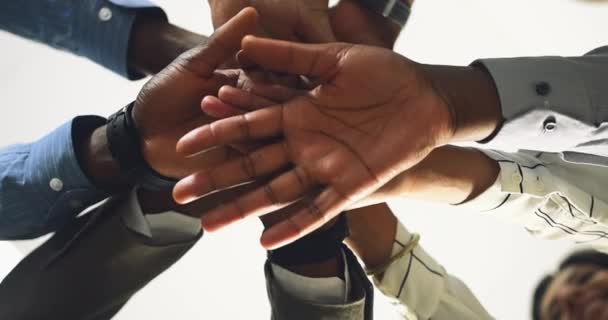Mãos Formação Equipes Pessoas Negócios Solidariedade Juntos Para Sucesso Reunião — Vídeo de Stock