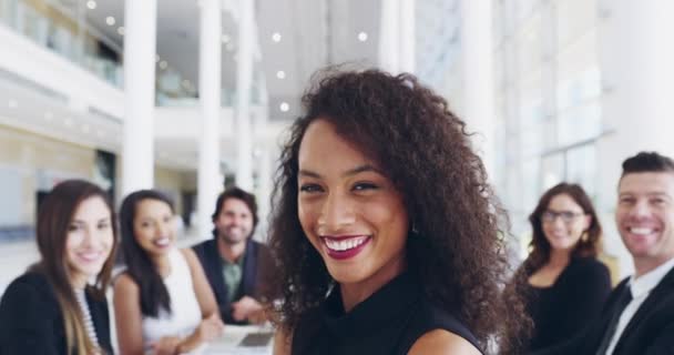 Портрет Встреча Сотрудничество Черной Женщиной Бизнесменом Зале Заседаний Командой Планирования — стоковое видео