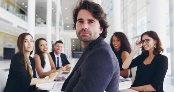 Portret Van Leider Zakelijke Bijeenkomst B2B Sales Diversity Team Van — Stockvideo