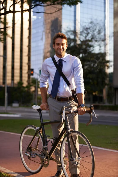 Everywhere Bike Businessman Commuting Work His Bicycle — Stock Photo, Image