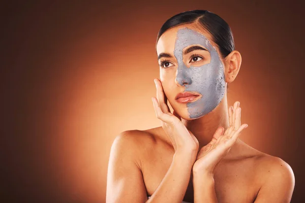 Beauty Charcoal Mask Facial Woman Natural Cosmetics Mockup Hands Frame — Stock Photo, Image