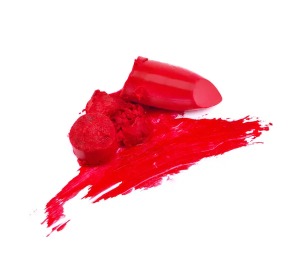 Añade Poco Color Belleza Trozos Lápiz Labial Rojo Brillante Untados — Foto de Stock