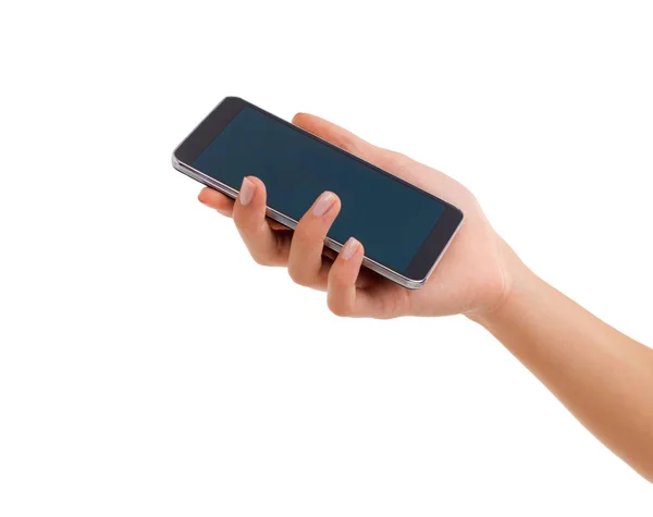 Ponsel Pintar Ini Sederhana Dan Efektif Tangan Wanita Memegang Smartphone — Stok Foto