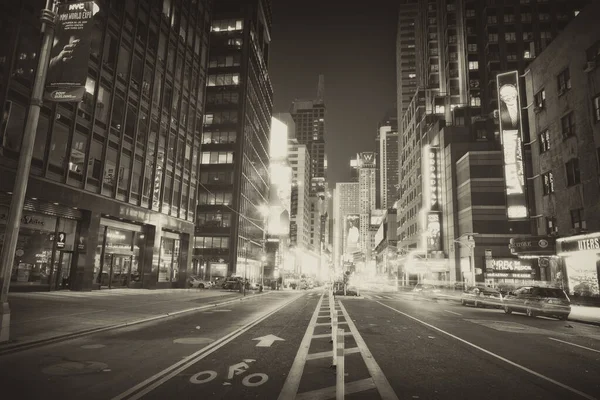 Manhattan Éjjel Figyelem Középpontjában — Stock Fotó