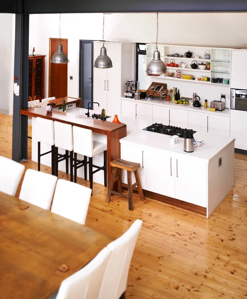 Cocina Moderna Para Vida Moderna Área Cocina Abierta Una Casa — Foto de Stock