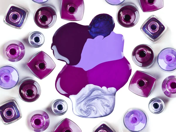 Creaciones Púrpuras Estudio Esmalte Uñas Aislado Blanco — Foto de Stock