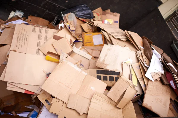 Redo För Återvinning Använd Kartong Som Klar Att Återvinnas — Stockfoto
