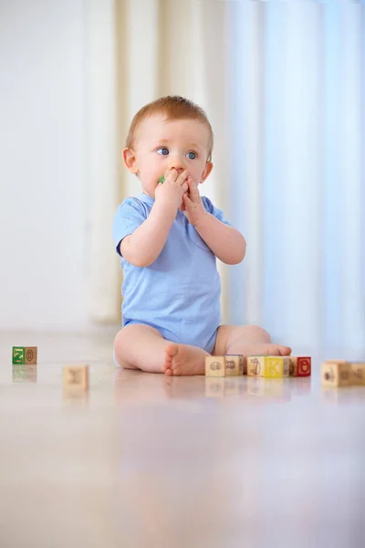 Growing Safety Home Adorable Baby Boy His Home — Stock Photo, Image