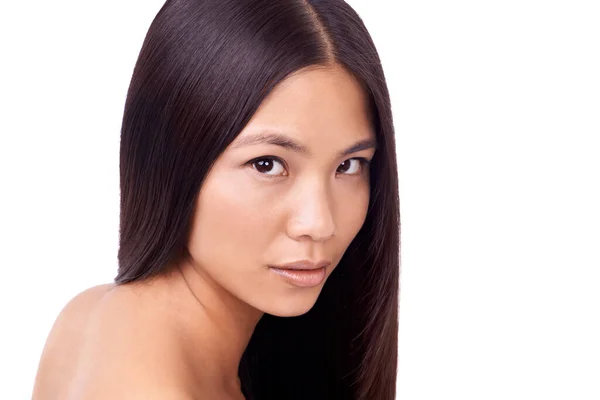 Oriental Beauty Beautiful Young Oriental Woman White Background — Stock Photo, Image