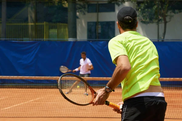 Leurs Amis Leurs Grands Rivaux Sur Cour Deux Joueurs Tennis — Photo