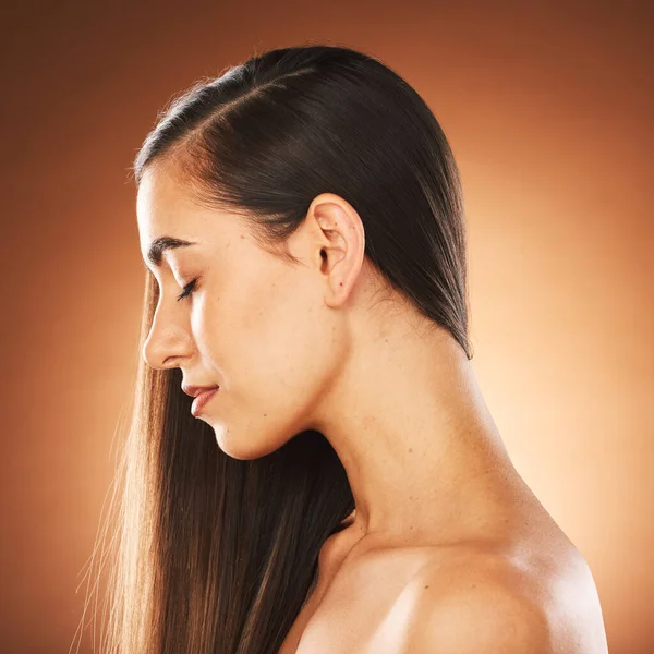 Профиль Волос Женщины Лица Красоты Уходу Кожей Расслабляющий Уход Волосами — стоковое фото