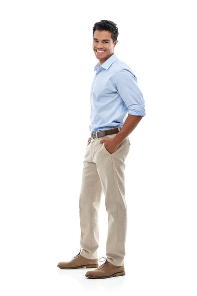 Hes Got Great Smile Studio Portrait Handsome Young Man Isolated — Stock Photo, Image