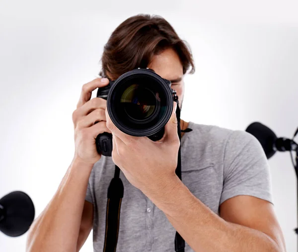 Diz Queijo Closeup Fotógrafo Prestes Tirar Sua Foto — Fotografia de Stock
