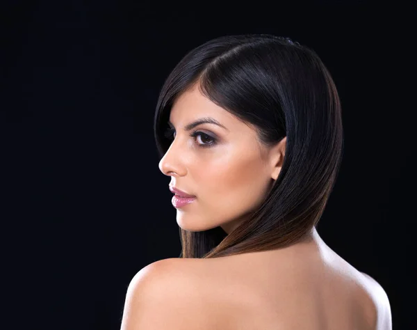 Hair Beauty Unmatched Studio Shot Beautiful Brunette Model Gorgeous Long — Stock Photo, Image