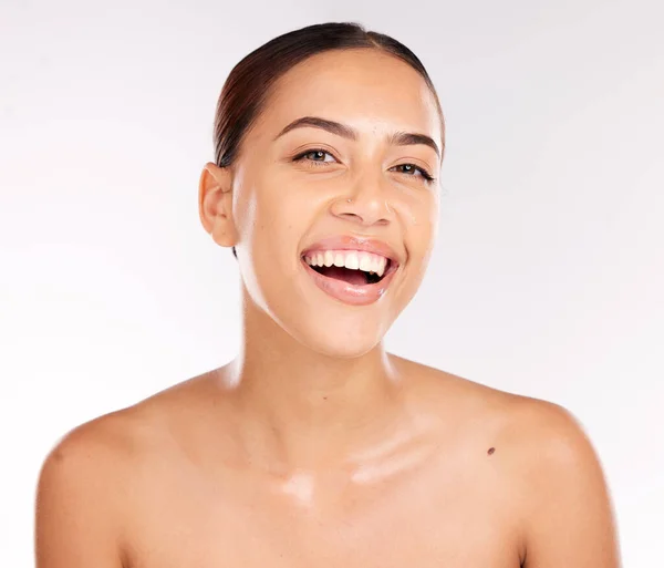 Belleza Cuidado Piel Sonrisa Con Retrato Mujer Para Brillo Lujo — Foto de Stock