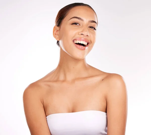 Czarna Kobieta Piękno Uśmiech Makijażu Kosmetyki Lub Wellness Dla Szczęścia — Zdjęcie stockowe