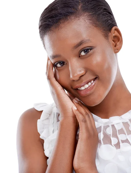 Tak Sladký Úsměv Roztomilé Dospívající Dívka Afrického Etnika Sladce Usmívá — Stock fotografie